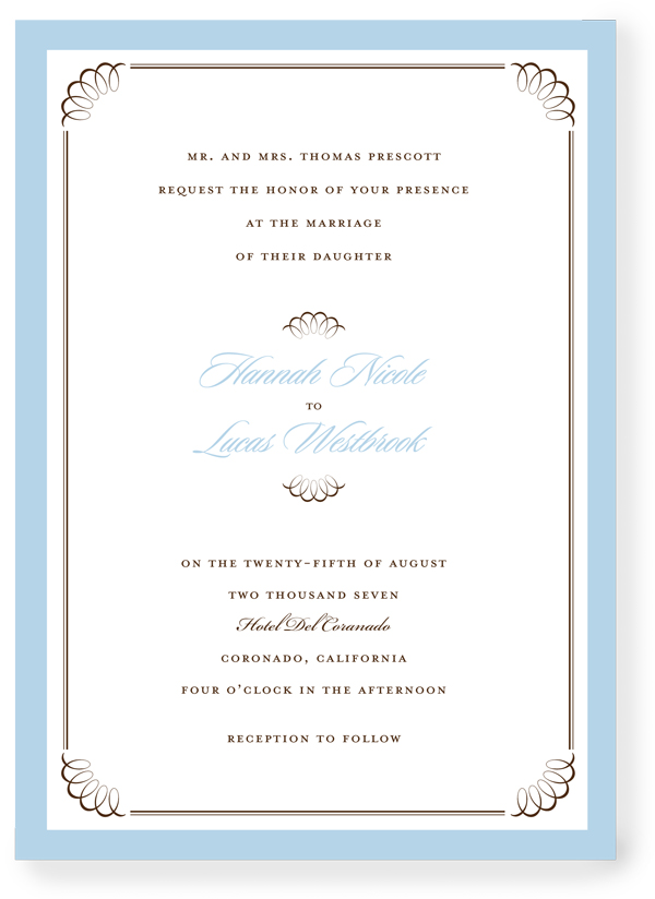 Swirl is a border card mounted invitation that is both elegant and classic